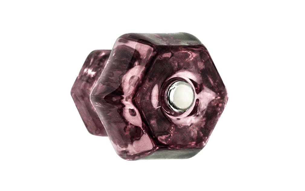 Classic Hexagonal Glass Cabinet Knob ~ Light Purple