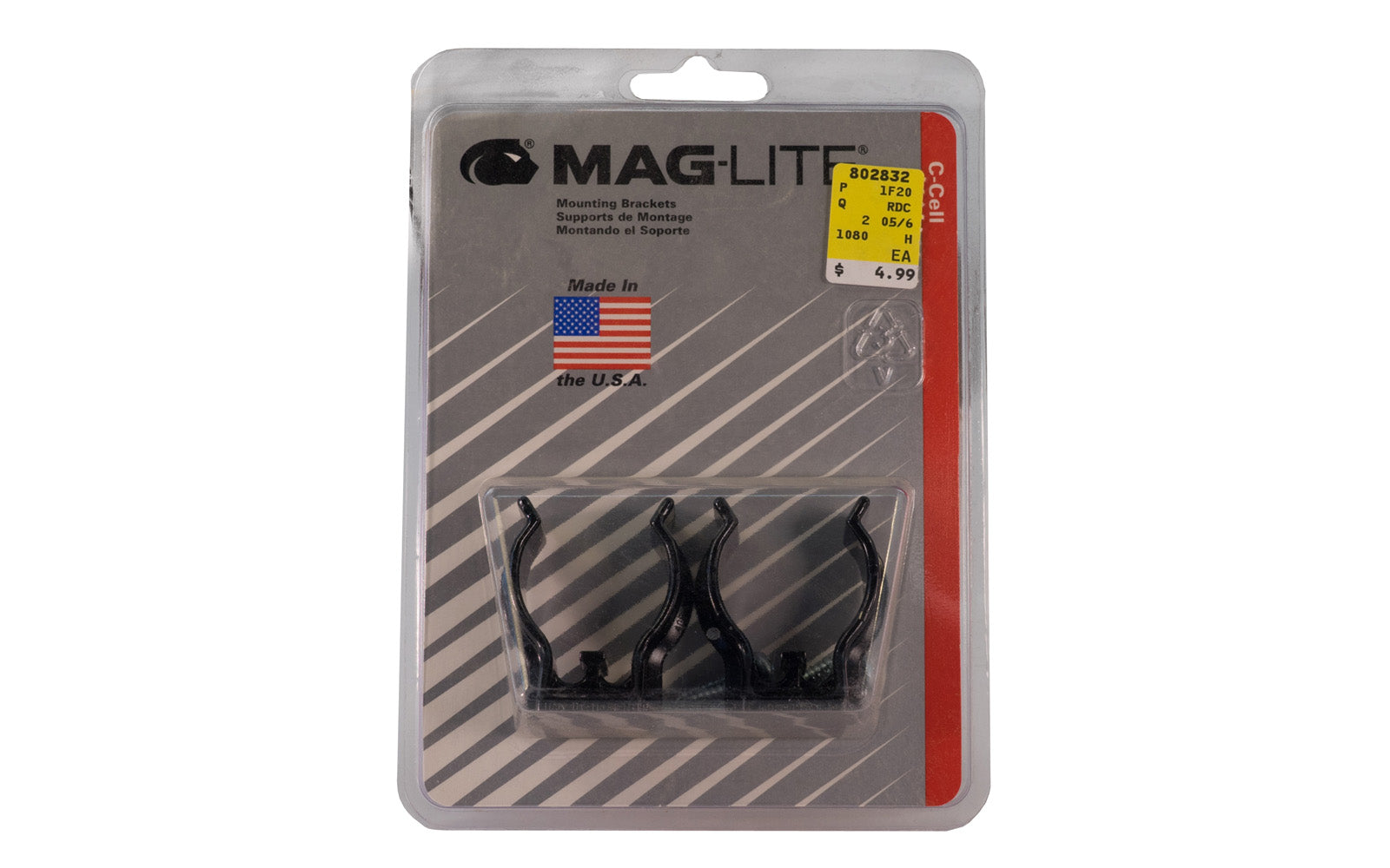 Mag-Lite 2-Pack D Cell Flashlight Wall Mount Holder - Black Plastic Storage Bracket
