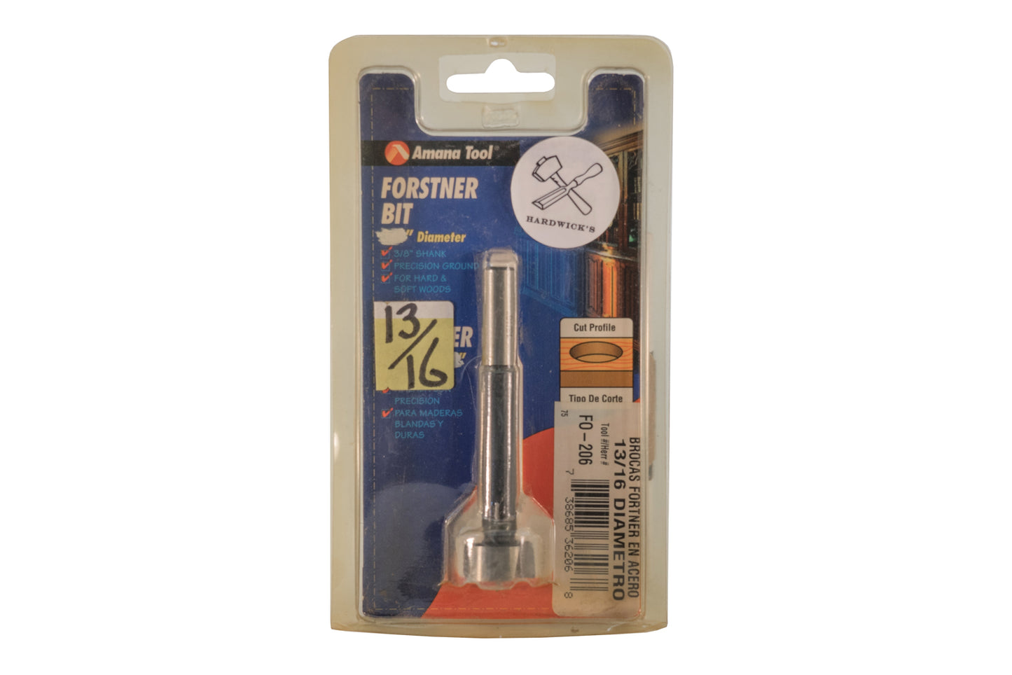 Amana 13/16" Forstner Bit. Un-used old stock. Made in Israel.