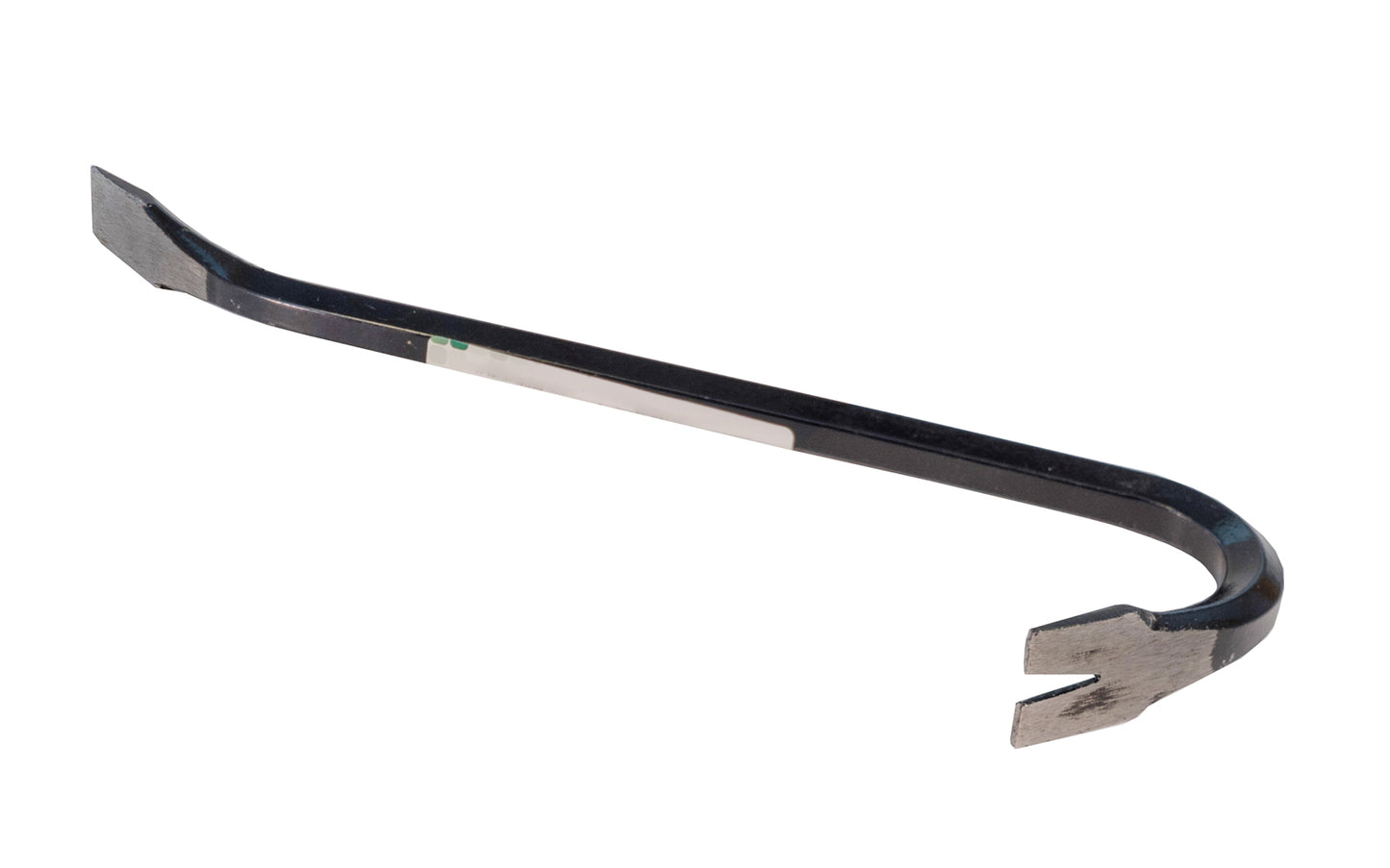 11" Mini Wrecking Crowbar. A basic small length mini crowbar. Pull, pry & straighten, with an angled chisel on one end for prying & lifting, & the other end of crow bar is slotted for pulling nails. A "seconds" crow bar prybar.