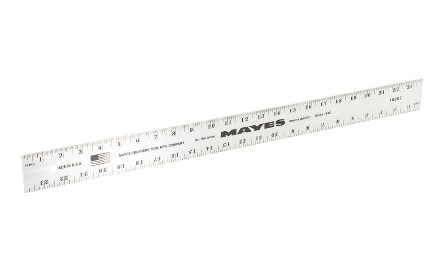 This Mayes 24" x 2" Straight Edge Aluminum Ruler is thicker & stronger than the average ruler. Straight & accurate, it's ideal for a wide range of hobbies & professional tasks. It is made of 0.125" extruded-aluminum & features easy-to-read Thermo-bonded graduations in 1/8" & 1/16" scale. Model 10207 ~ Made in USA ~ 028452102073