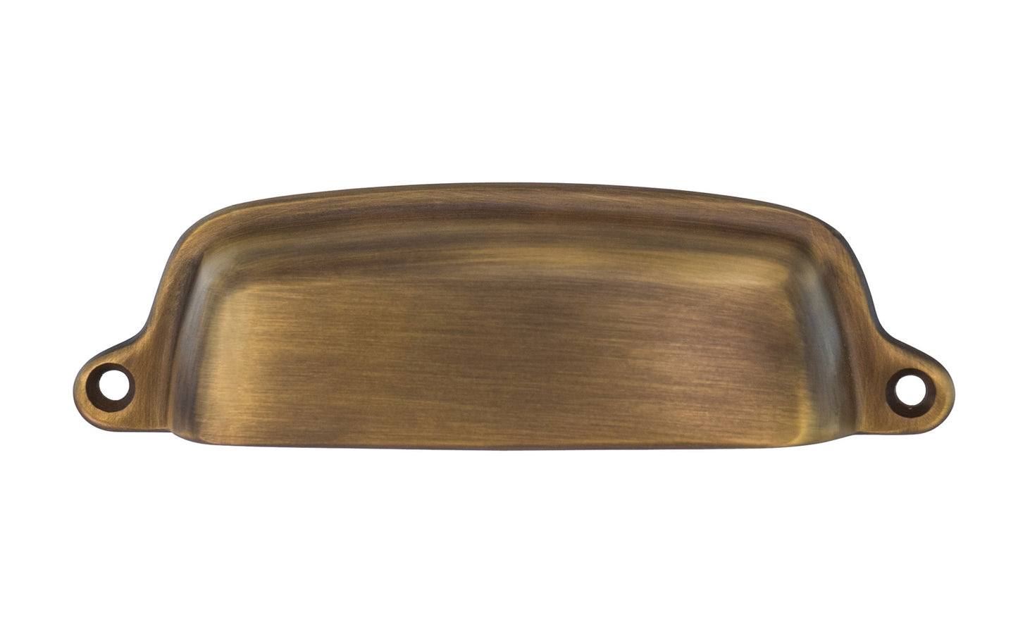 Vintage-style Hardware · Traditional & Classic Solid Brass Bin Pull. 4" On Centers. Made of high quality solid brass. 4" spacing of screw holes. Thick & smooth edges for a comfortable grip. Antique Brass Finish