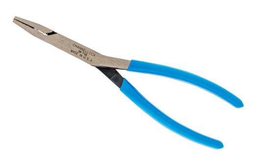 These Channellock 8" Duck Bill Long Reach Pliers are designed for hard-to-reach jobs. Made of high-carbon U.S. steel for superior performance on the job and is specially coated for ultimate rust prevention. Channelock Model 718. Flat nose style.    Made in USA.