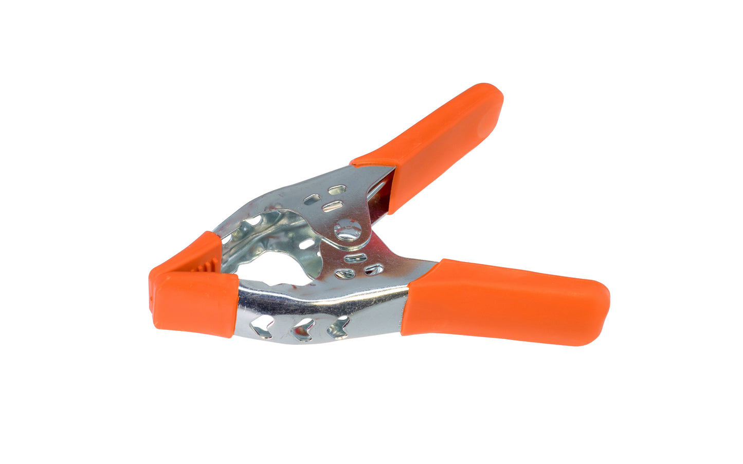 Basic & economy style 4" metal spring clamp with orange nylon handles. 1" max opening capacity. 1-1/4" clamp depth. Made by SE.