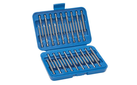 Best Way Tools 36-Piece 3" Long Bit Set. Kit includes: 5 Phillips bits, 4 slotted bits, 6 metric hex, 5 fractional hex, 7 torx bits, 5 torx security bits, 3 square recess bits, 1-1/4" socket adapter, and plastic case. All bits are made from industrial quality tool steel.. Mayhew / Best Way Tools - Model 24379.