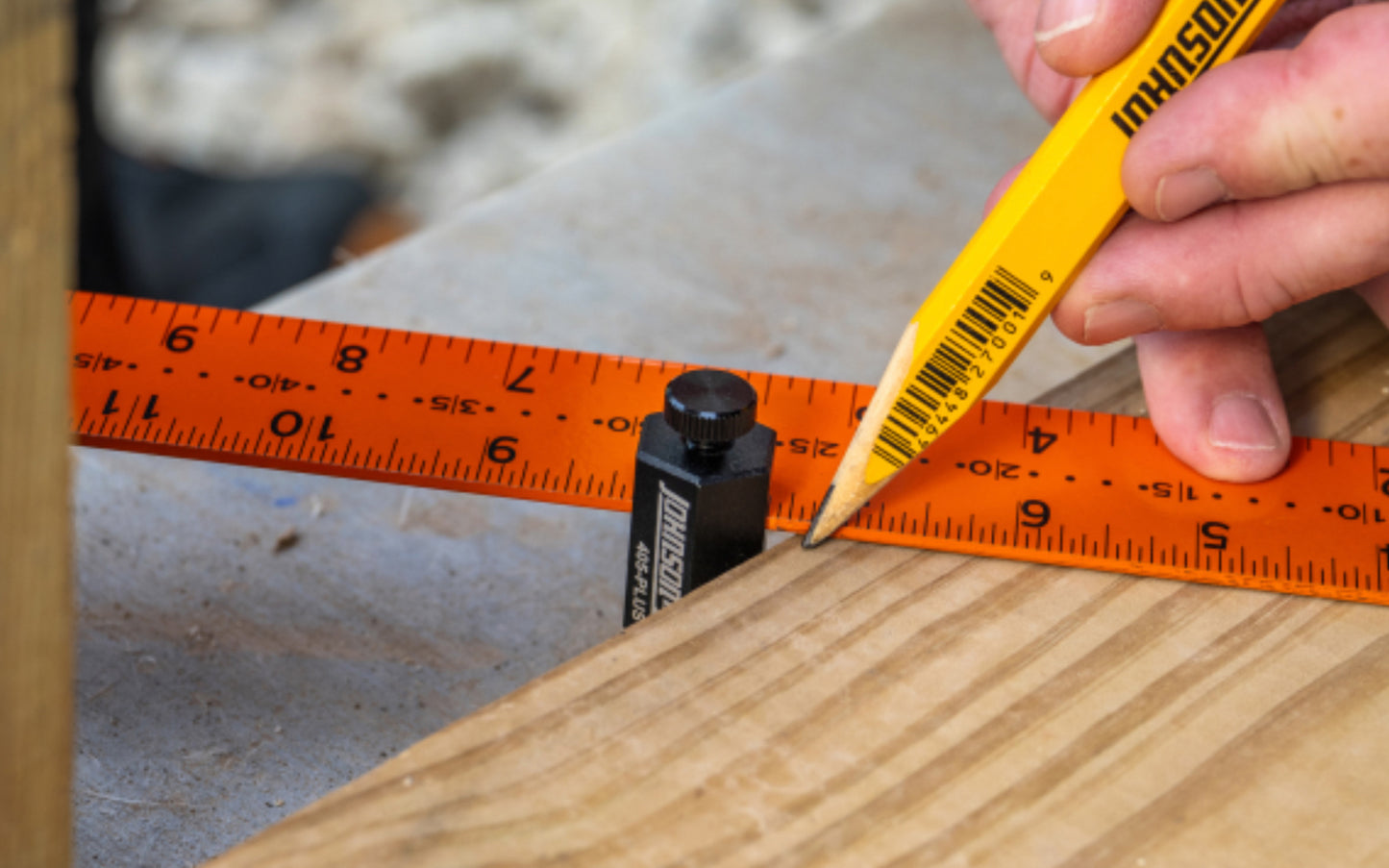 Johnson Level Tall Profile Stair Gauges - Pair. Extends beyond large framing lumber & attaches to most framing, carpenter or rafter squares. Model 405-PLUS.