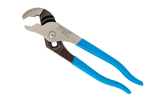 Channellock 6-1/2" V-Jaw Tongue & Groove Plier has a unique v jaw design that creates more points of contact on round stock & tubing. Laser-hardened teeth to provide a better, longer lasting grip. Channelock Model 412. Professional non-slip channellocks. adjustable 6.5" tongue and groove plier. Made in USA.