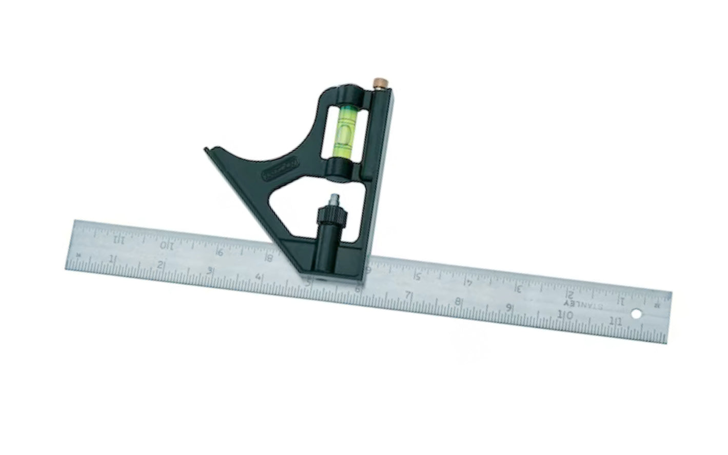 Stanley 12" Combination Square. Model No. 46-222. A standard & useful Stanley 12" combination square. Durable etched, hard chrome plated blade & rust-resistant for blade longevity. Die-cast head with easy-to-read vial.