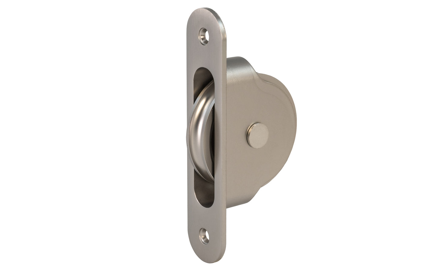 High quality sash pulley designed for sash or hung windows. Formed of solid brass material. Regular size. 2-1/4" wheel diameter. Brushed Nickel Finish.
