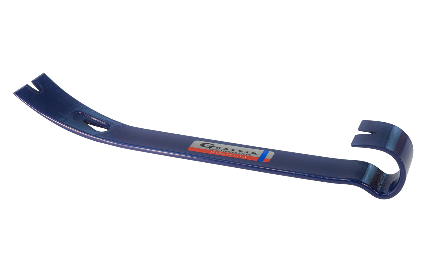 Grayvik Hook Bar. Drop-forged & spring tempered steel pry bar is a stout & handy tool. It is a very useful tool for prying molding, pulling nails, scraping, roofing & siding work, lifting, & many other tasks. Made in USA.