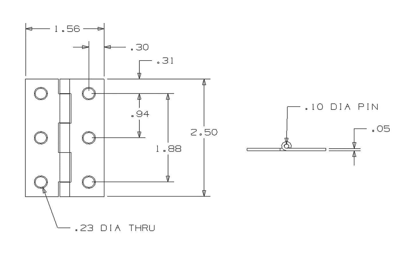 These solid brass hinges add a decorative appearance to small boxes, jewelry boxes, small lightweight cabinet doors, craft projects, etc. Made of solid brass material with a bright brass finish. 2-1/2" high x 1-9/16" wide. Surface mount. Non-removable pin. Pair of hinges. National Hardware Model No. N211-318.