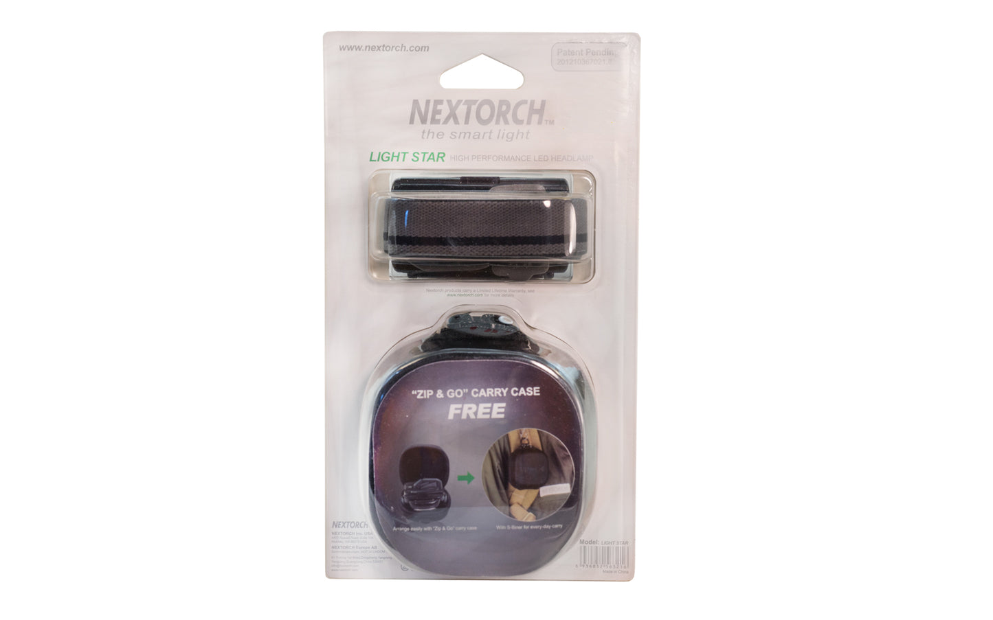Nextorch "Light Star" LED Headlamp with Case. Head flashlight - 200 lumens.
