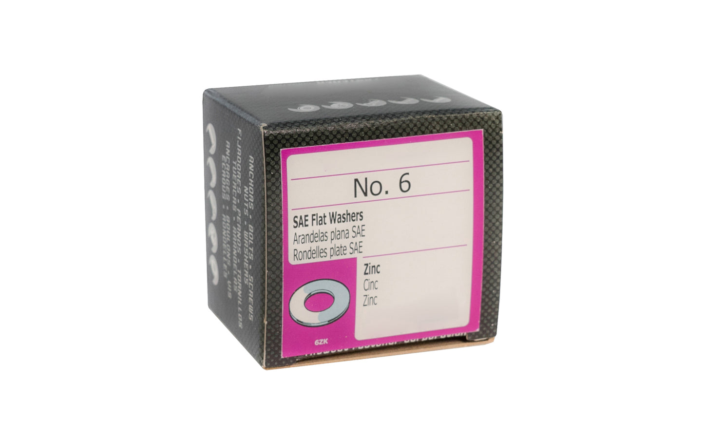 #6 washer in zinc-plated steel material. Bulk box. 100 pcs