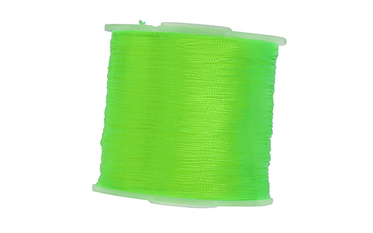 1.2 mm Layout String Line 'Jet Line' ~ Fluorescent Green. Jetline made by Takumi Mizuito. Extra thin line (0.0472") of twisted nylon material. This thin line stays very taut. Great for use when measuring, use with a line level, or general layout work. Highly visible fluorescent green color. long roll (130 m). Made in Japan