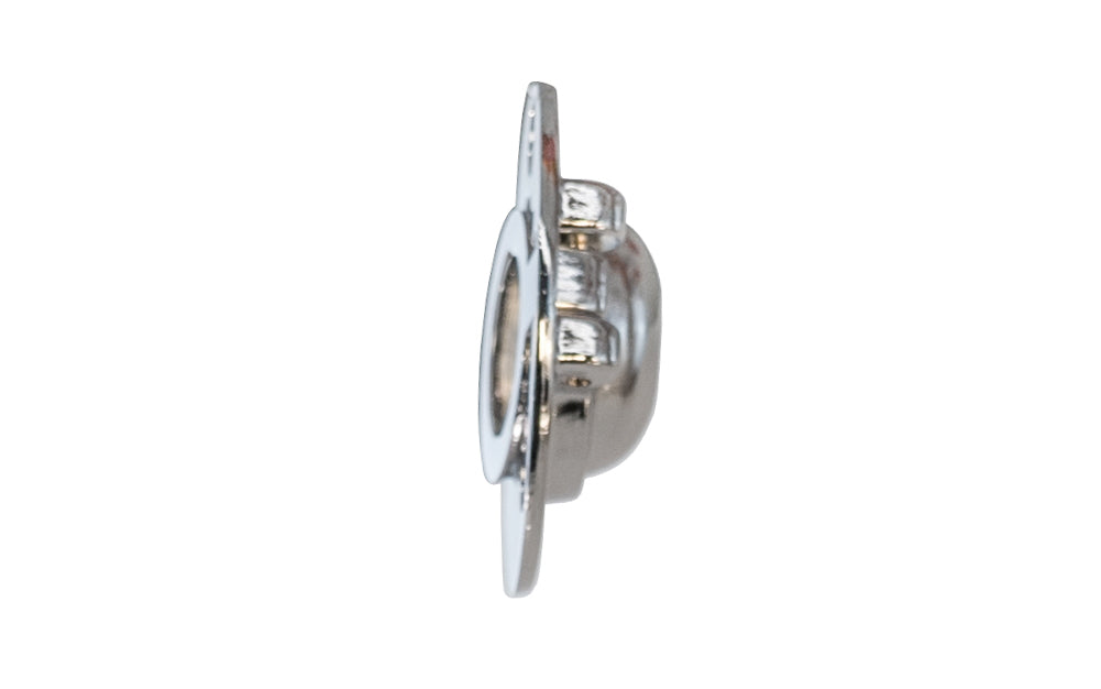 Flush mount recessed ring pull. Chrome finish on brass material. 1-1/2" diameter. Model 96407 / 141552.