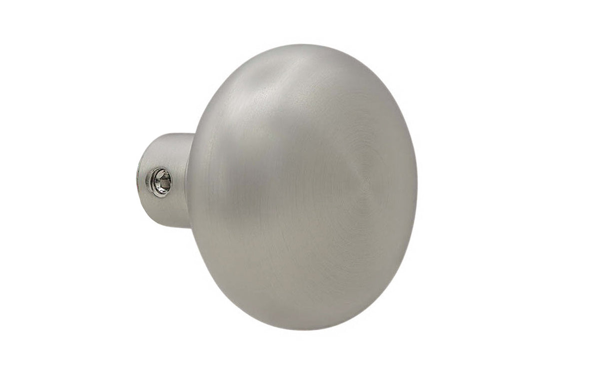 Vintage-style Hardware · Heavy Solid Brass Core Classic Smooth Single Doorknob ~ Classic old-style design ~ 2-1/4" diameter knob. Brushed nickel finish.