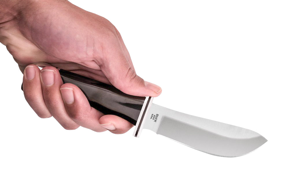 The classic Buck Knives 103 Skinner Fixed Blade Knife is classic, heavy duty skinning knife. The fixed blade was designed for easily skinning game. The tip is narrow, while the curved belly aids in getting through thick layers. Includes a genuine black leather sheath. Made in USA. Model 0103BKS-B. 033753026591