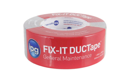 IPG Fix-It DUCTape is a poly-coated cloth tape featuring an excellent adhesive. Great tensile strength. Water & tear resistant. For general, all-purpose use in packaging, wrapping, sealing, binding, bundling & general maintenance. Silver Gray color duct tape. Intertape polymer group.   Made in USA. Model 6900
