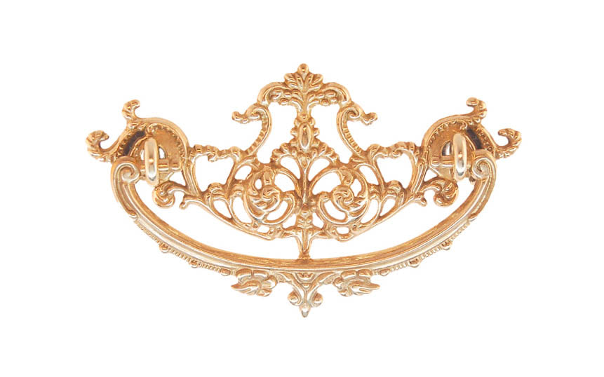 Solid Brass Victorian Drop Pull ~ 3" On Centers - Non-Lacquered Brass (will patina over time)