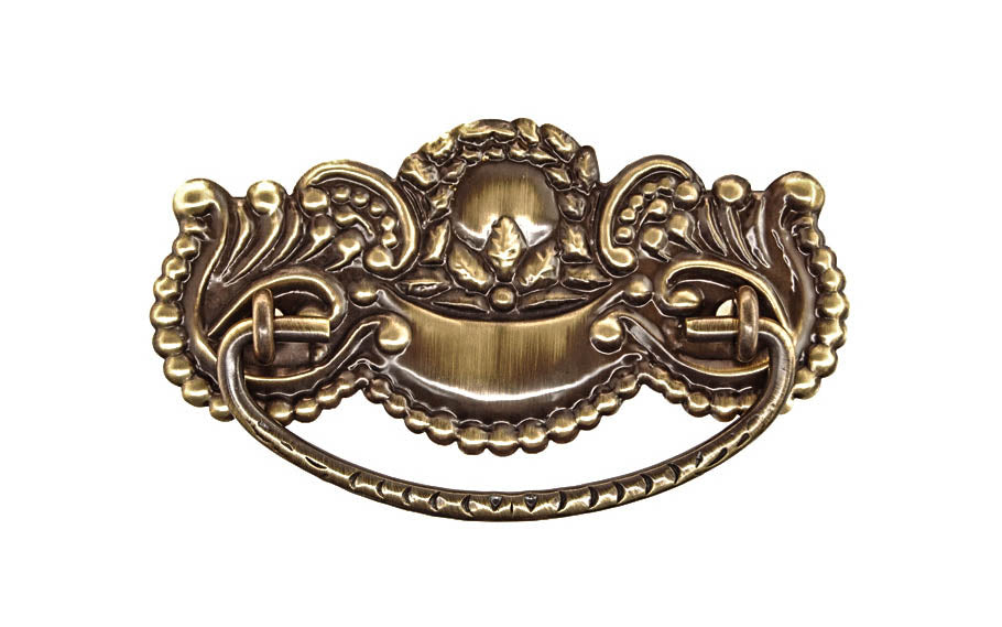 Brass Victorian Drop Pull ~ 3" On Centers - Antique Brass Finish
