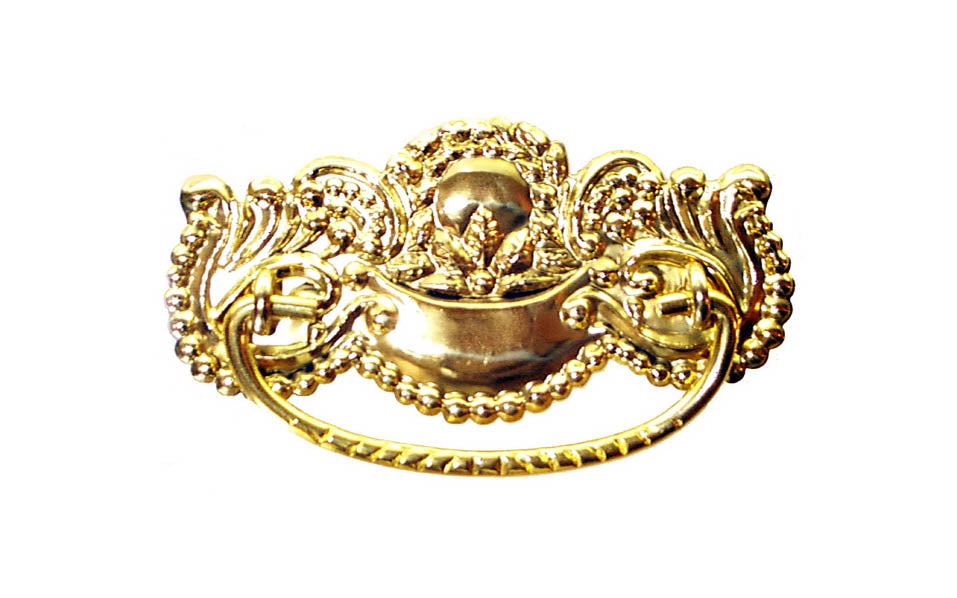 Brass Victorian Drop Pull ~ 3" On Centers - Non-Lacquered Brass (will patina over time)