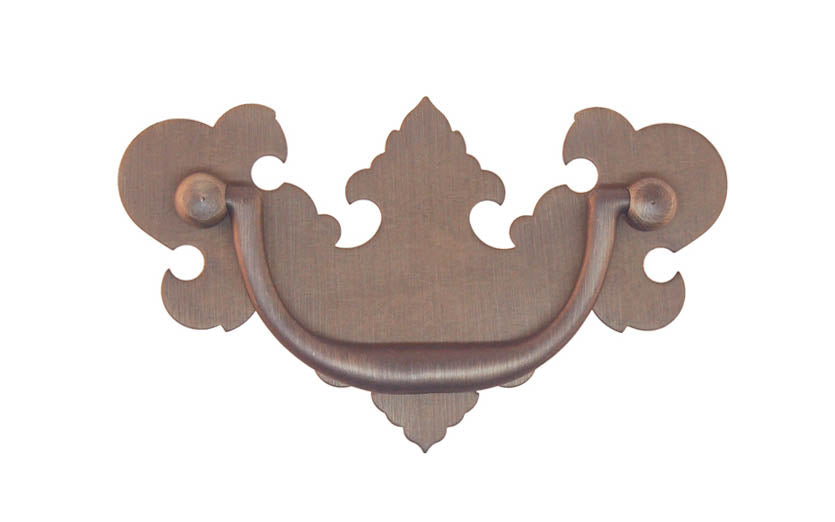 Solid Brass Chippendale Drop Pull ~ 3" On Centers - Antique Brass Finish