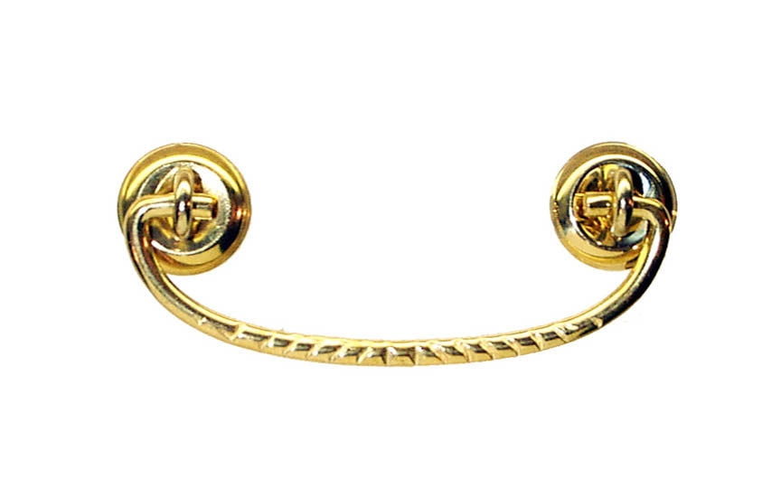 Solid Brass Drop Pull ~ 3" On Centers - Non-Lacquered Brass (Will patina over time)