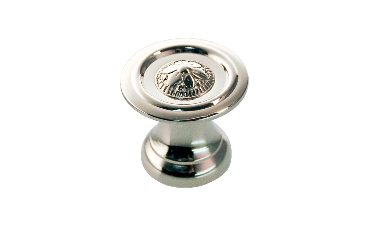 Solid Brass "Flower" Knob ~ 1" Diameter ~ Polished Nickel Finish