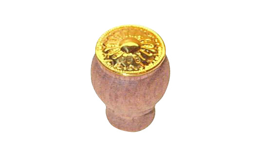 Walnut Wood Knob with Brass Plate