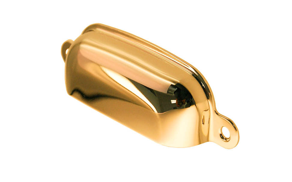 Stamped Brass Bin Pull ~ 3-1/4" On Centers ~ Non-Lacquered Brass (will patina naturally over time)