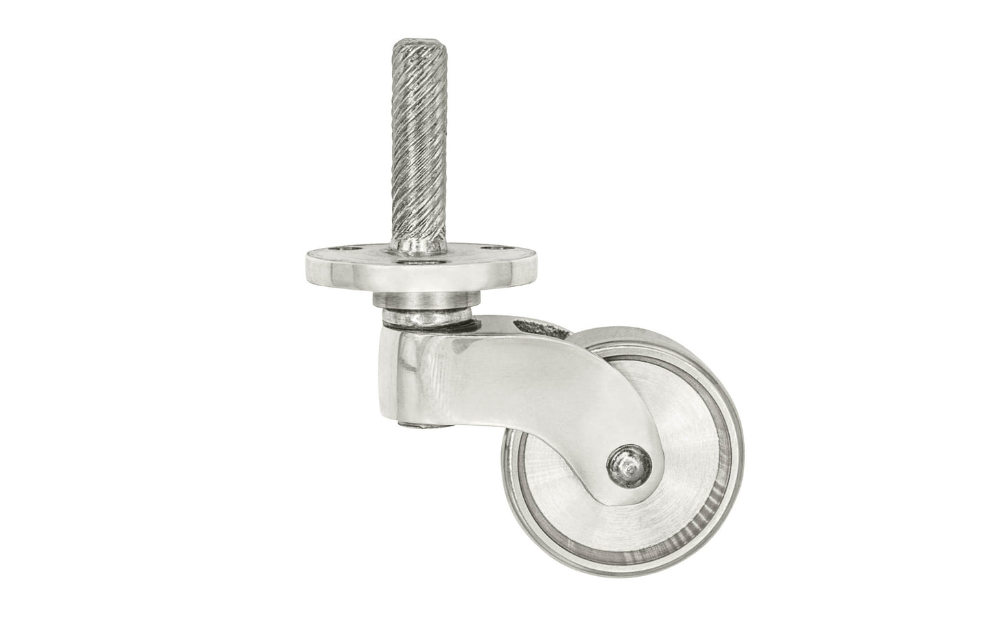 Solid Brass Stem & Plate Caster ~ 1-1/4" Wheel ~ Polished Nickel Finish