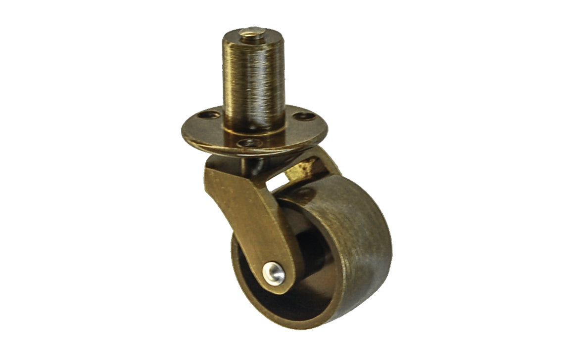 Solid Brass Pivot & Plate Caster ~ 1" Wheel ~ Antique Brass Finish