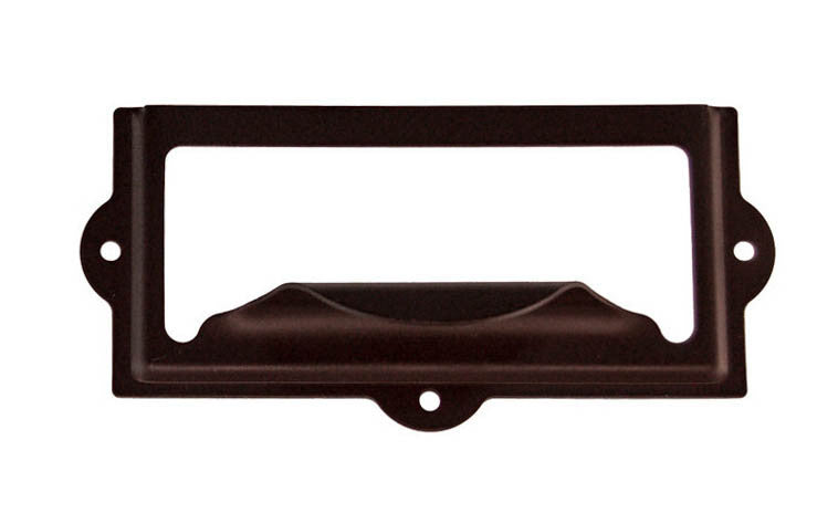 Stamped Brass Label Holder with Pull ~ 3-1/8" x 1-1/2" ~ Oil Rubbed Bronze Finish