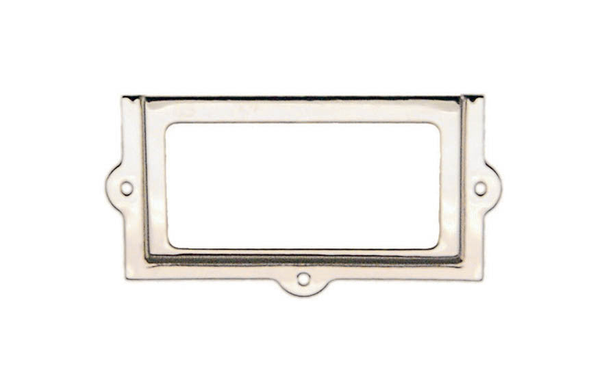 Stamped Brass Label Holder ~ 2-3/8" x 1-1/4" ~ Polished Nickel Finish