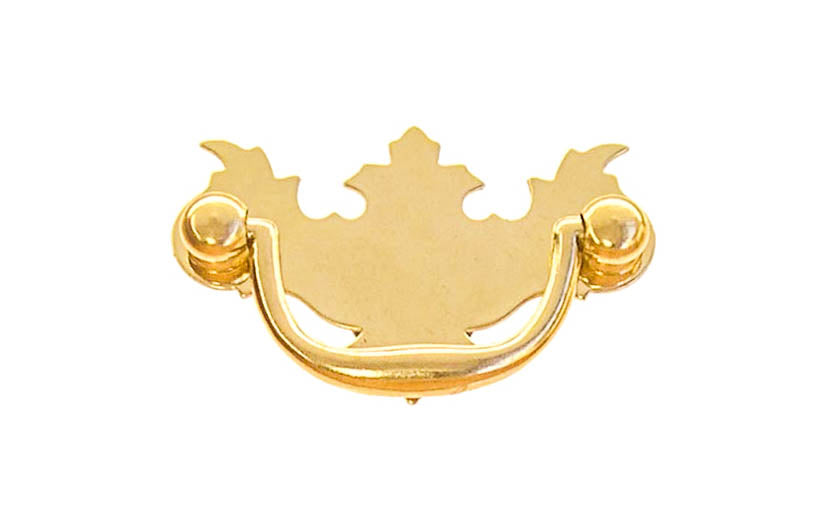 Solid Brass Chippendale Drop Pull ~ 2" On Centers - Non-Lacquered Brass (will patina over time)