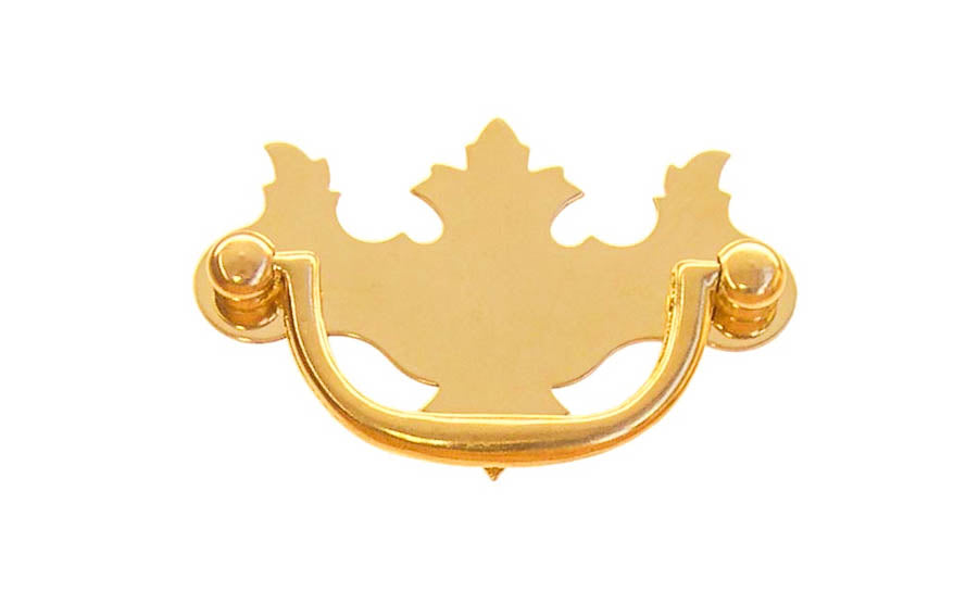 Solid Brass Chippendale Drop Pull ~ 2-1/2" On Centers - Non-Lacquered Brass (will patina over time)