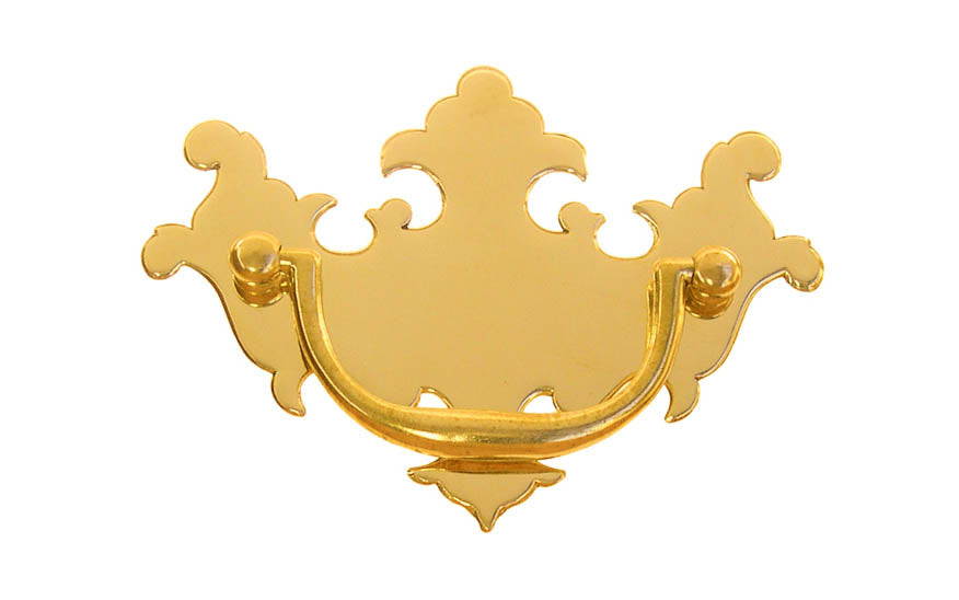 Solid Brass Chippendale Drop Pull ~ 3" On Centers - Non-Lacquered Brass (will patina over time)