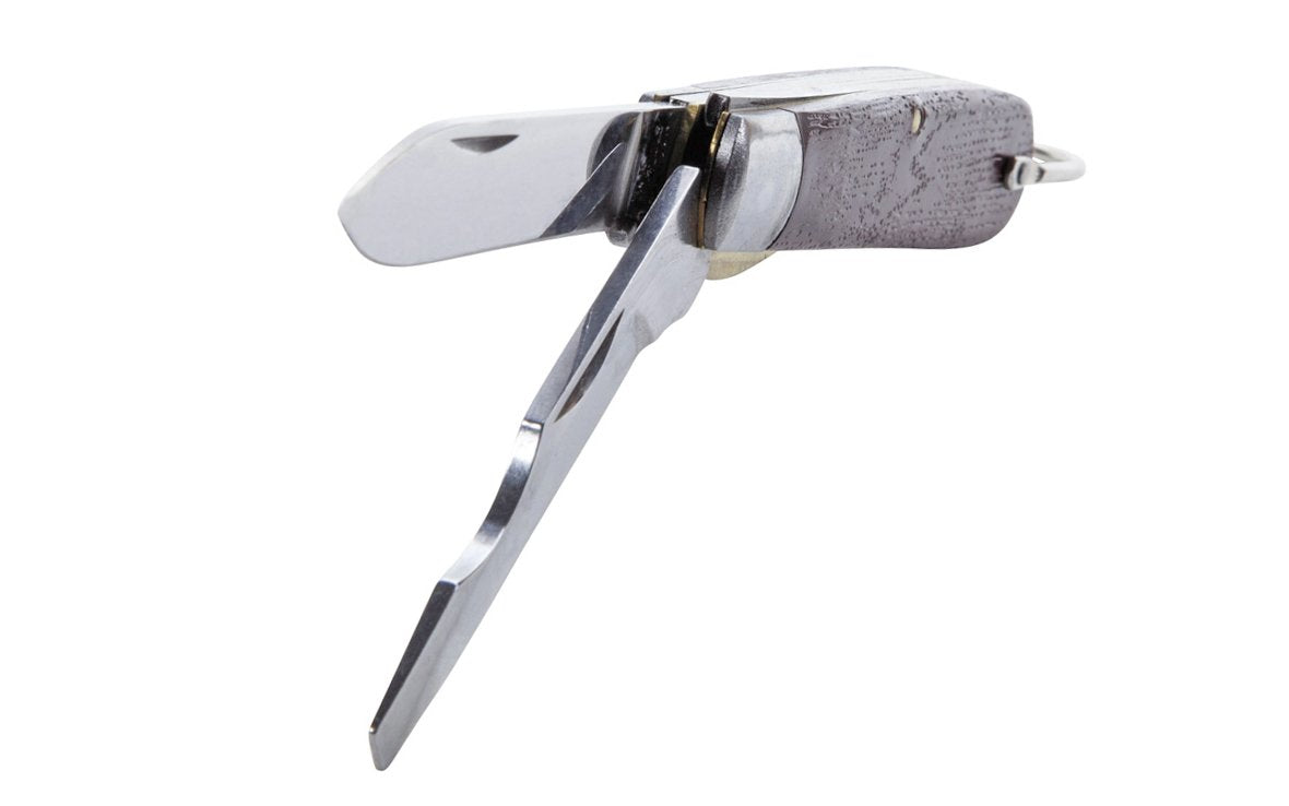 Klein Tools - Model 1550-2 - Made in USA - Multi-purpose tool for everyday convenience - Klein Tools Pocket Knife - high carbon steel - Two-Blade Pocket Knife - 2-blade pocket knife - Standard Spearpoint Blade - Screwdriver-Tip Blade - Klein's portable pocket knife - Lineman's Pocket Knife - With Loop - faux wood grain - 092644442025