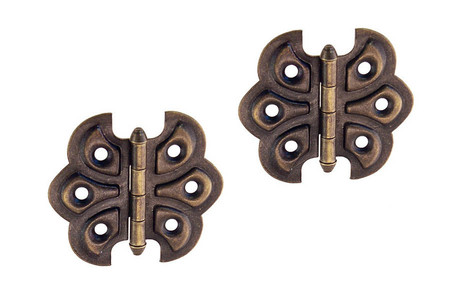 Embossed Ornamental Cabinet Hinges Butterfly Style ~ 2-3/8 x 2
