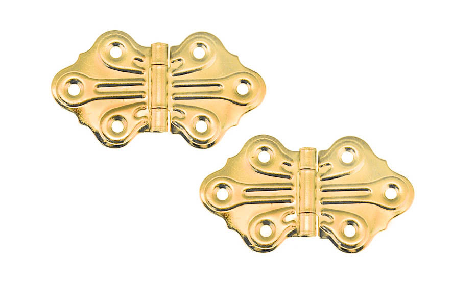 Butterfly Cabinet Hinge Pair, Antique Brass Finish