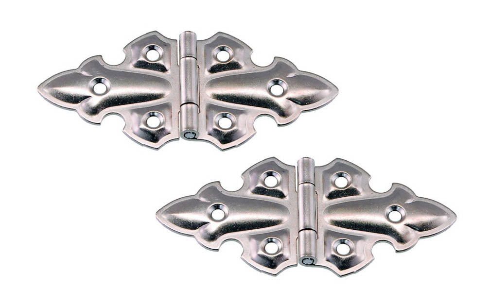 Embossed Ornamental Cabinet Hinges ~ 3-13/16" x 1-3/4" ~ Polished Nickel Finish