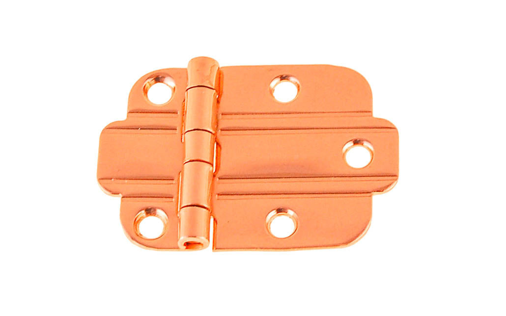 Solid Brass "Art Deco" Hinge ~ Polished Copper Finish