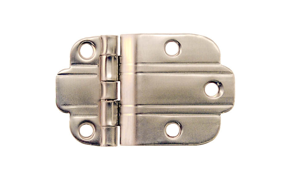 Solid Brass "Art Deco" 3/8" Offset Hinge ~ Brushed Nickel Finish