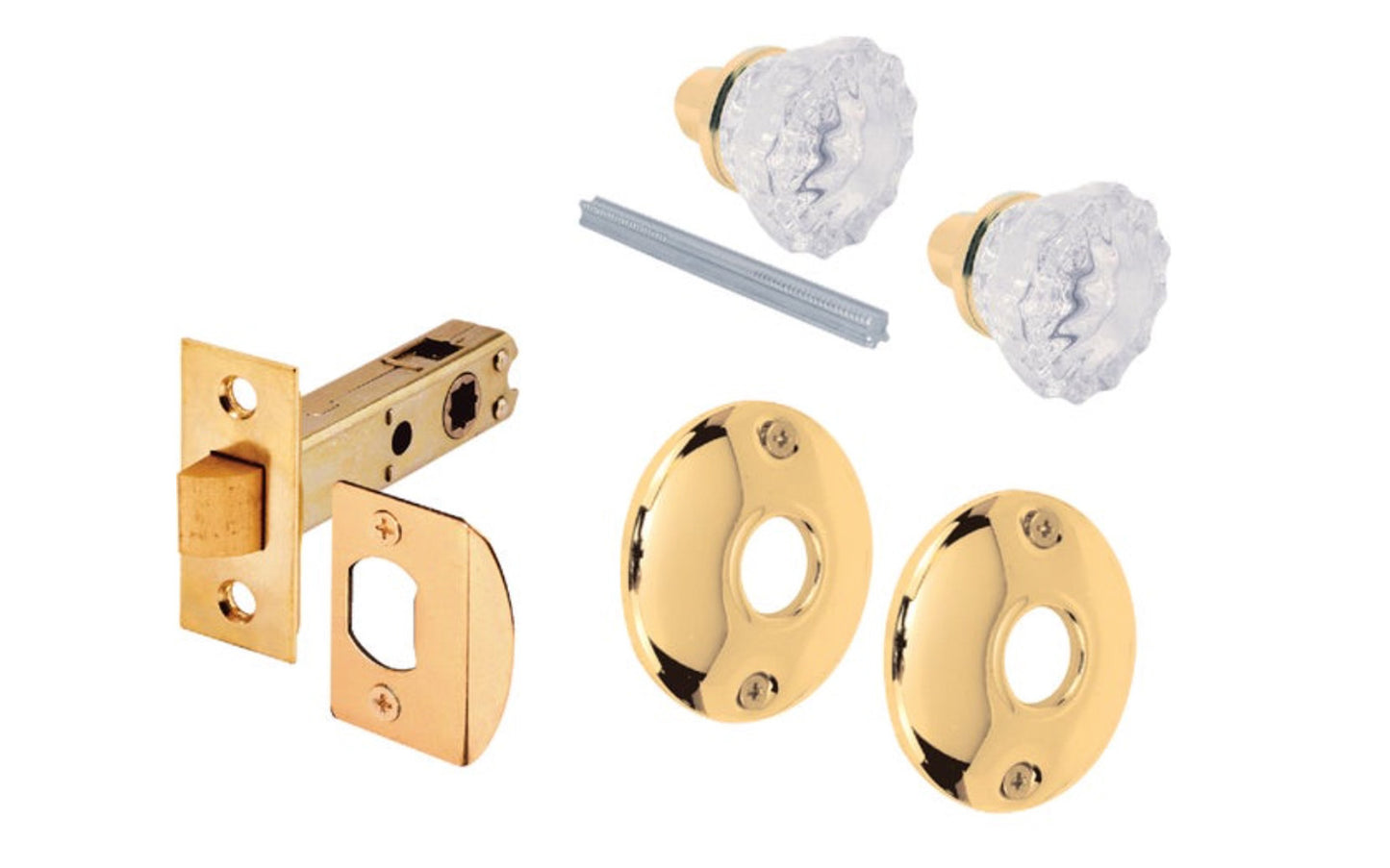 Brass Finish Passage Lockset with Glass Knobs