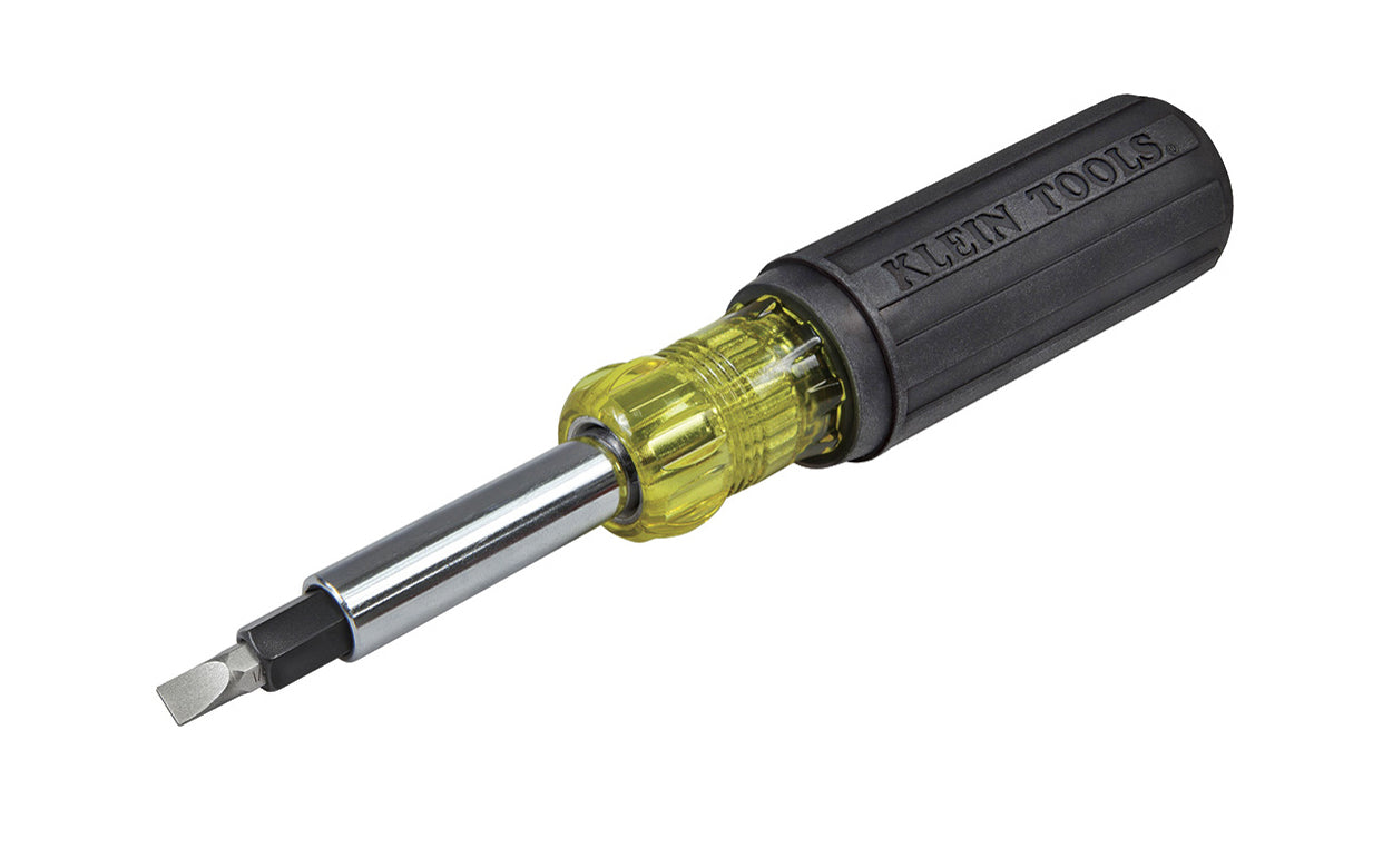 Klein Tools - Model No. 32557 - Made in USA - Cushion-Grip handle for greater torque & comfort - No. 1 Phillips - No. 2 Phillips - 1/4" Slotted - 3/16" Slotted - No. 1 Square Drive - No. 2 Square Drive - 1/4" Nut Driver - 5/16" Nut Driver - 3/8" Nut Driver - 3/8" Hex Driver - Multi Bit Screwdriver Kit - Nut Driver - 092644325571