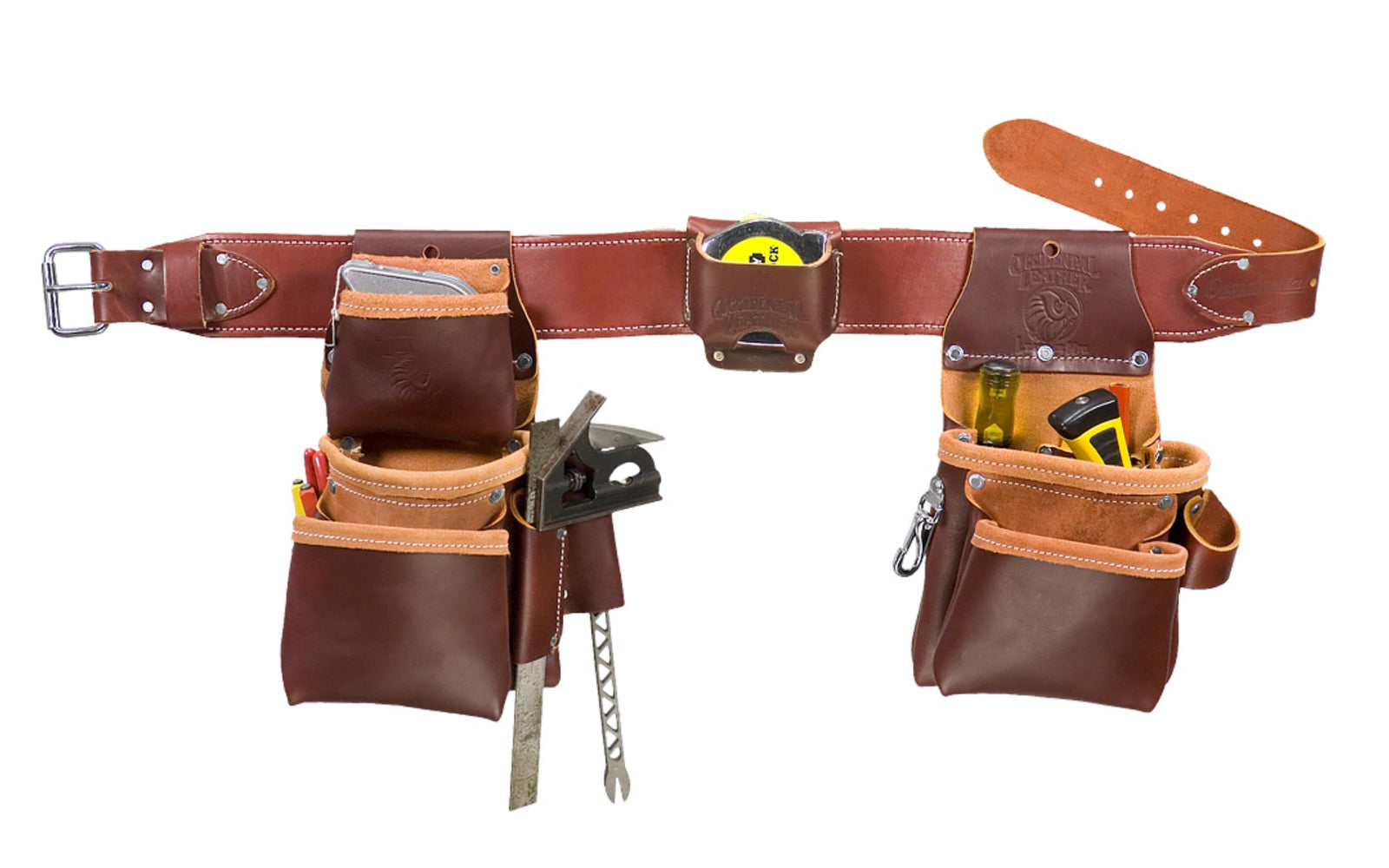 Occidental Leather "Pro Trimmer" Tool Belt Set Package ~ 6100T LG - Large Belt Size (3" Large Ranger Work Belt) - Premium Top-Grain Leather - 18 Pockets & Tool Holders ~ Pro Leather series is made of top grain cow hides tanned with oils & waxes for heavy use. Tool & fastener organization for efficiency ~ Occidental 6100T LG