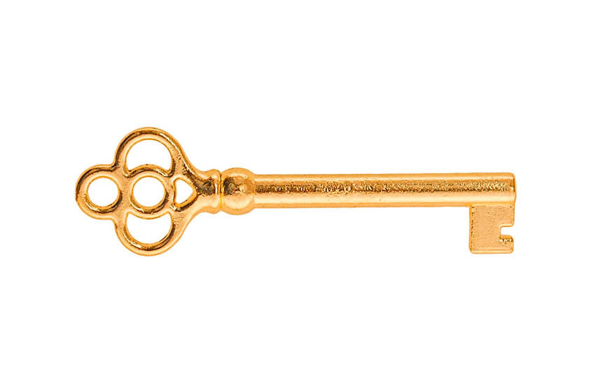 Skeleton Key ~ 1/4" x 1/4" Bit ~ Brass Finish
