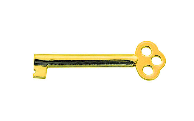 Skeleton Key ~ 1/4" x 7/32" Bit ~ Brass Finish