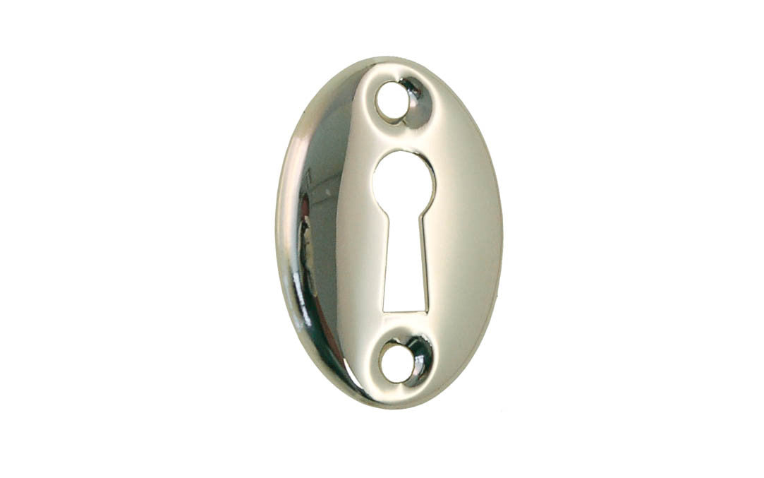 Classic Brass Oval Keyhole ~ Polished Nickel Finish ~ Vintage-style Hardware · Traditional & classic ~ Made of quality stamped brass material ~ Smooth & traditional oval shape & style