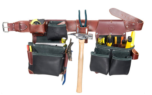 Occidental Leather "Green Building" Tool Belt Set - Black ~ B5625 LG ~ B5625 LG - Large Belt Size (3" Large Ranger Work Belt) - Top-Grain Leather - Green Builders Bag - 24 pockets - 759244219708. Pro Leather series made of premium top grain cow hides tanned with oils & waxes for heavy use. Black Occidental Leather Bags
